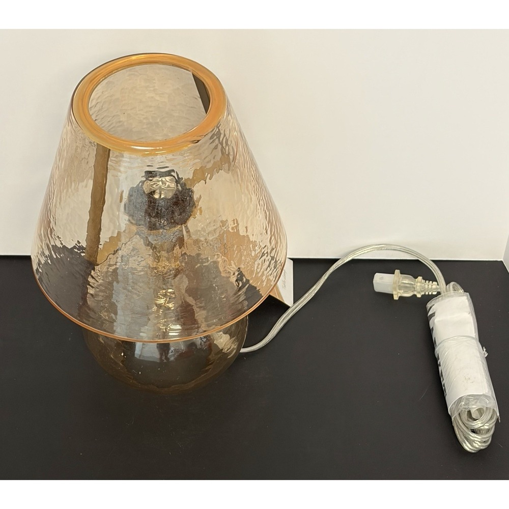 Becca Amber Textured Glass 12" Table Lamp - Brass Hardware, World Market READ! - Picture 8 of 11